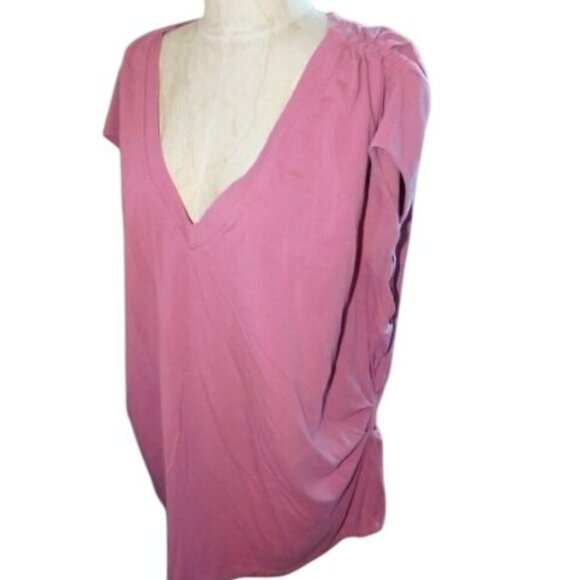 Athleta Size 2X Plus Size Ruched Shoulder & Side STRETCH Knit Casual Top - Picture 3 of 3